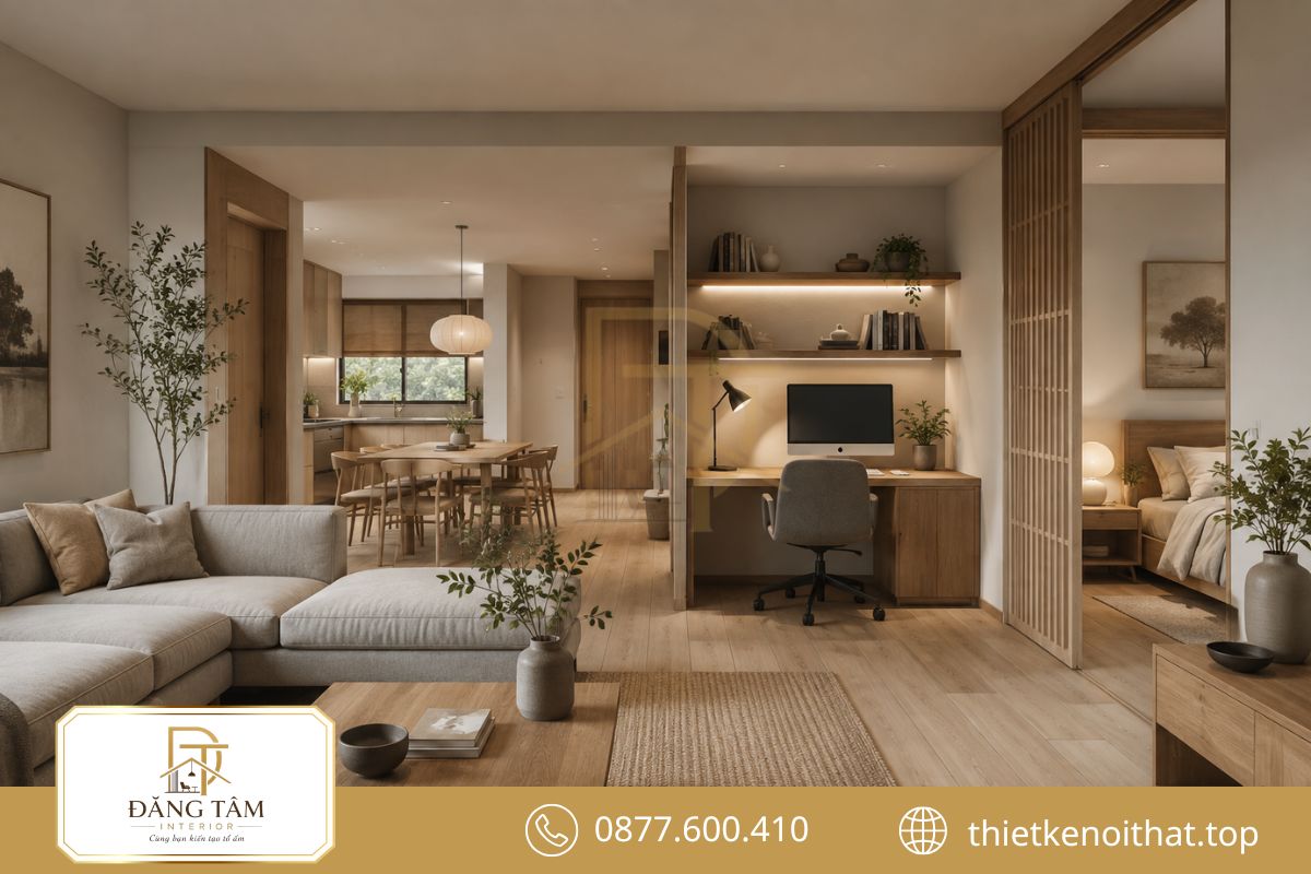 Không gian làm việc yên tĩnh kết nối hài hòa với tổng thể ngôi nhà