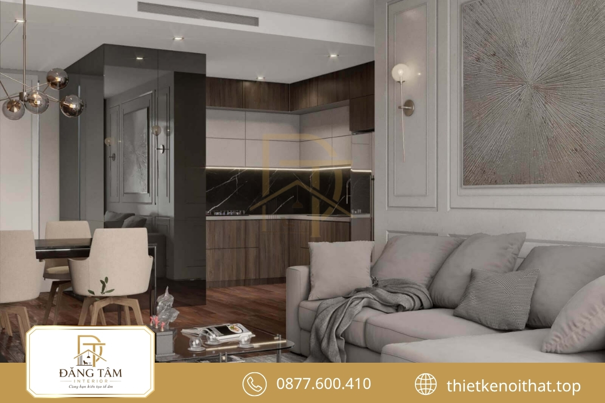 Á Đông đương đại hòa quyện gỗ, đá và đường nét tinh giản thanh lịch