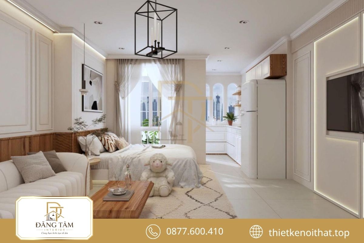 Nội thất Scandinavian sáng thoáng với gỗ sáng và màu trung tính 