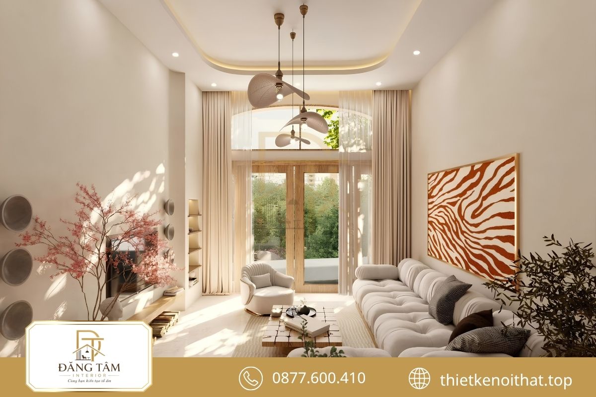 Nội thất nhà ống 3 tầng Indochine đậm dấu ấn hoài cổ 