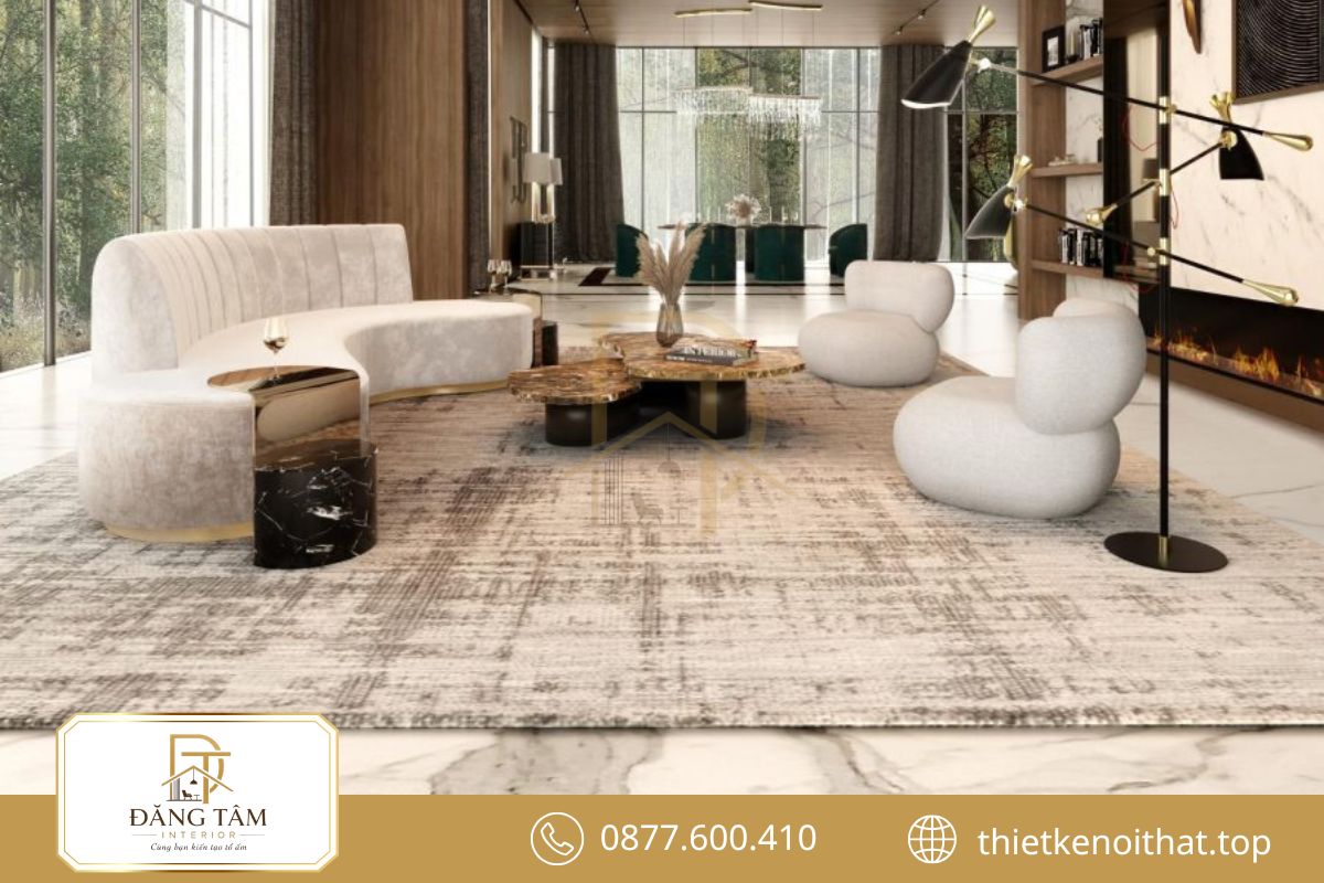 Vật liệu cao cấp tạo dấu ấn sang trọng cho phòng khách biệt thự