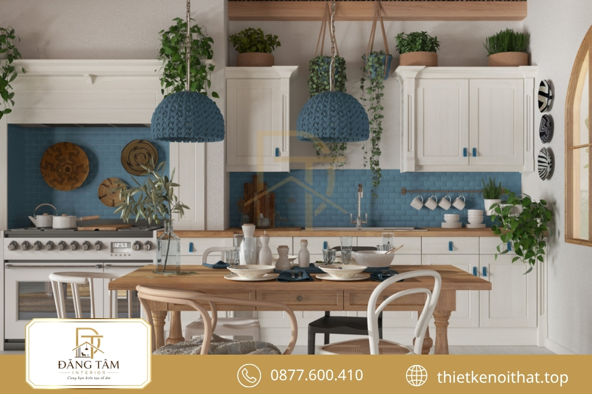 Phòng ăn Country gợi cảm giác sum họp qua gỗ và ánh sáng ấm