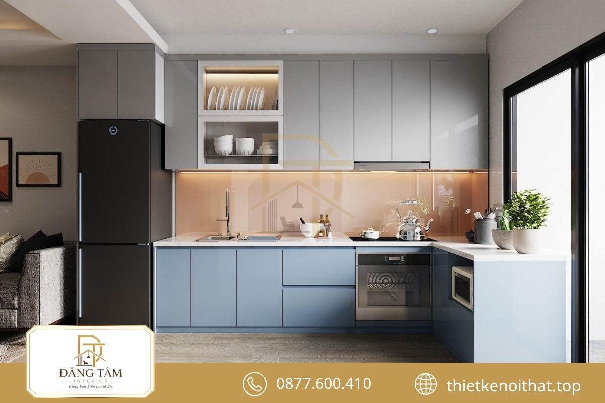 Ph&ograve;ng bếp tiện nghi ho&agrave;n thiện c&ocirc;ng năng cải tạo nh&agrave; ống cũ hiện đại