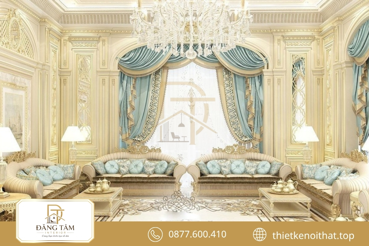 Phong cách Baroque trong nội thất kế thừa vẻ bề thế từ kiến trúc châu Âu