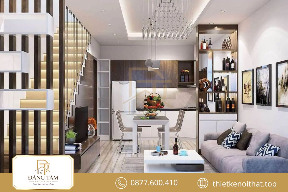 Đường nét tinh gọn giúp không gian hiện đại thêm rộng rãi và linh hoạt