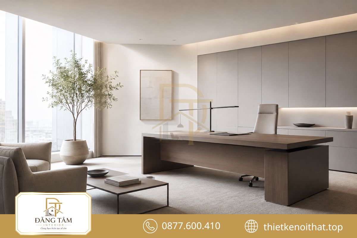 Thiết kế nội thất phòng giám đốc tối giản giữ không gian thanh thoát