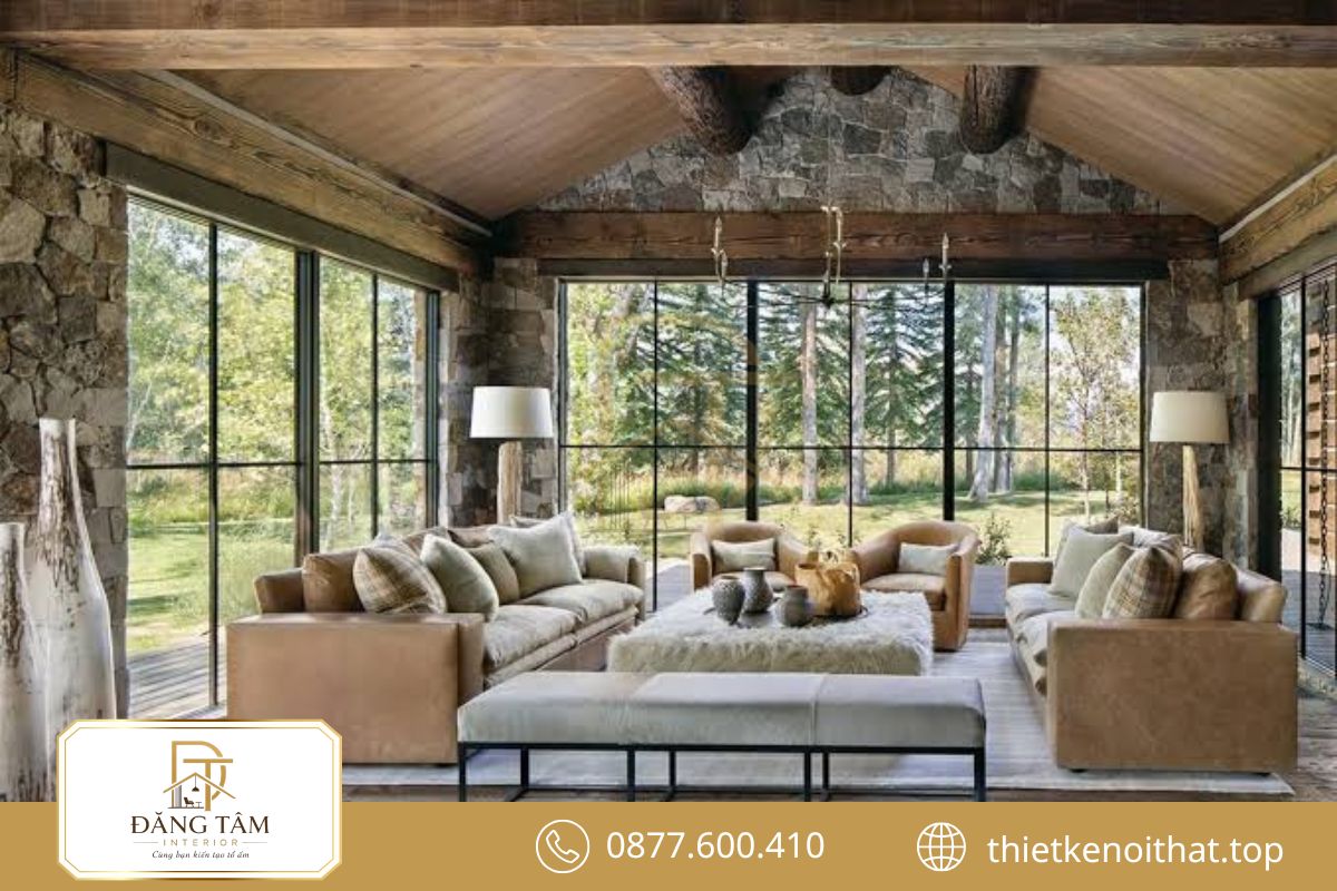 Chất mộc tự nhiên tạo nên nét nhận diện rõ nét cho phong cách nội thất Rustic