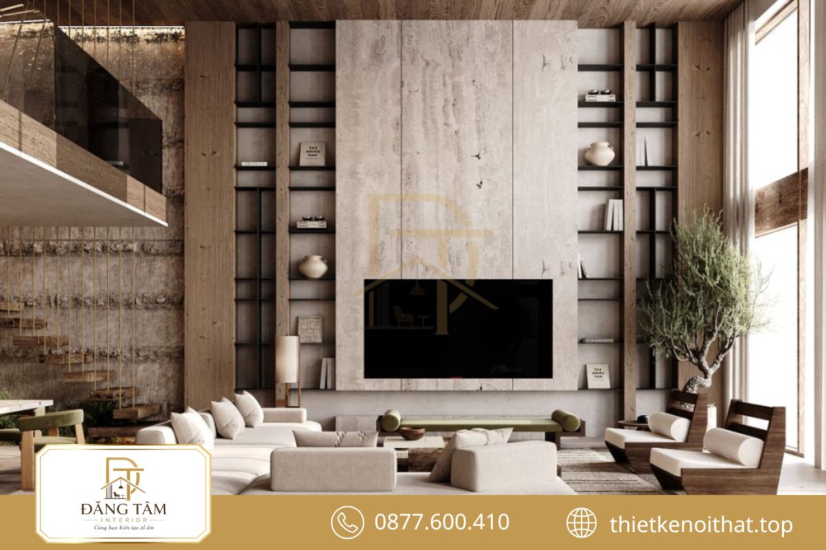 Rustic mang vẻ mộc mạc nhờ gỗ tự nhiên, đá thô và màu sắc ấm