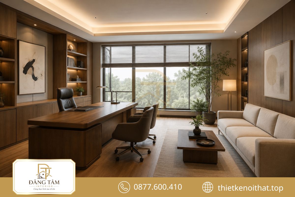 Thiết kế phòng giám đốc 20–30m2 cân bằng công năng và thẩm mỹ