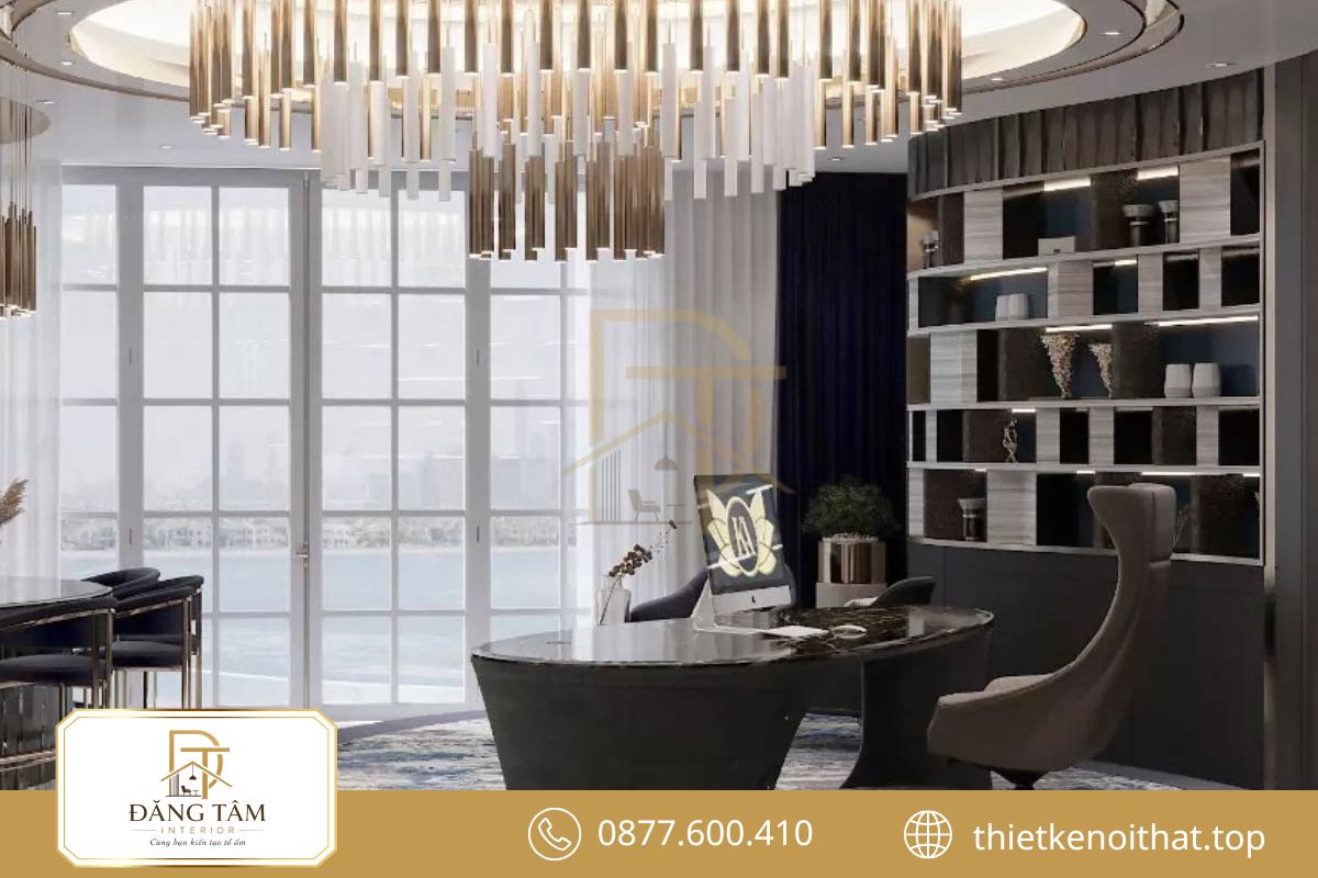 Thiết kế nội thất văn phòng cao cấp hoàn thiện không gian làm việc lãnh đạo
