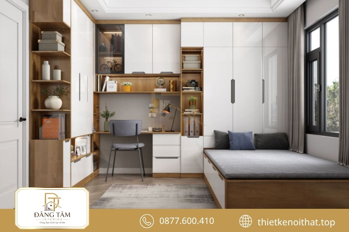 Thiết kế phòng ngủ 11m2 linh hoạt giữa khu nghỉ ngơi, làm việc và lưu trữ