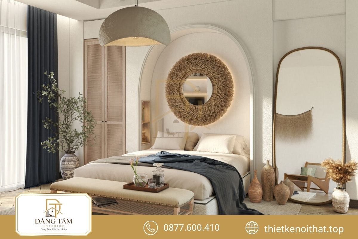 Vật liệu mộc và bề mặt thô tạo chiều sâu cho Wabi Sabi