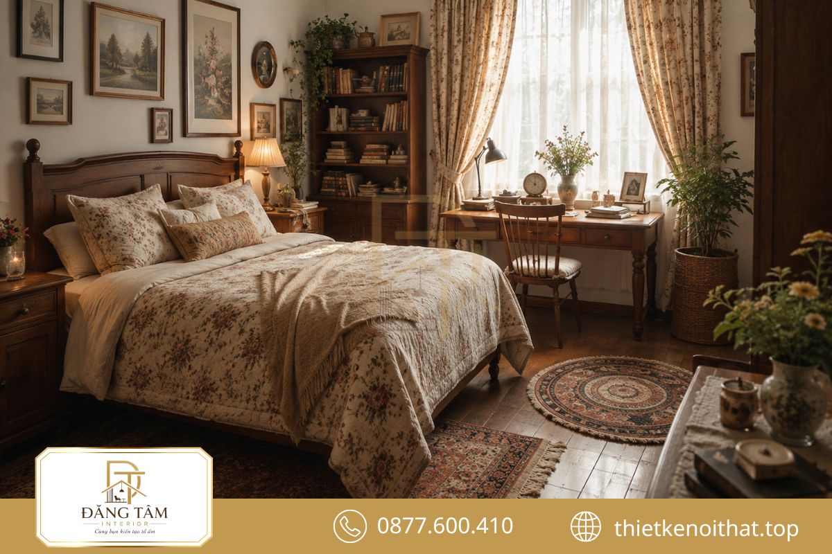 Chi tiết hoài cổ tạo nét duyên riêng cho phòng ngủ Vintage rộng rãi