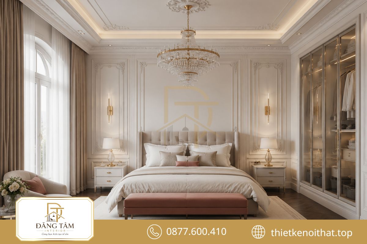 Tân cổ điển giữ tỷ lệ cân đối giữa phào chỉ và nội thất mềm mại