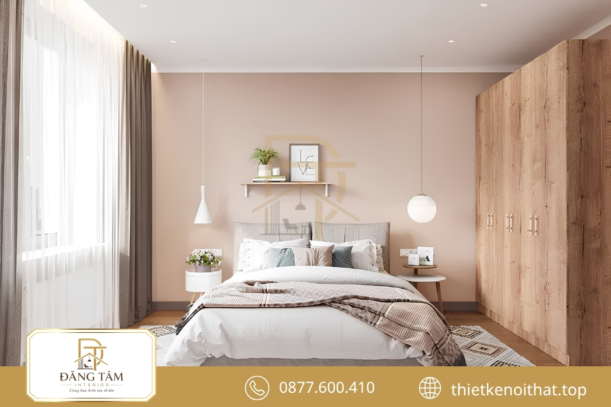 Phòng ngủ Bắc Âu kết hợp gỗ sáng cùng gam màu thanh thoát