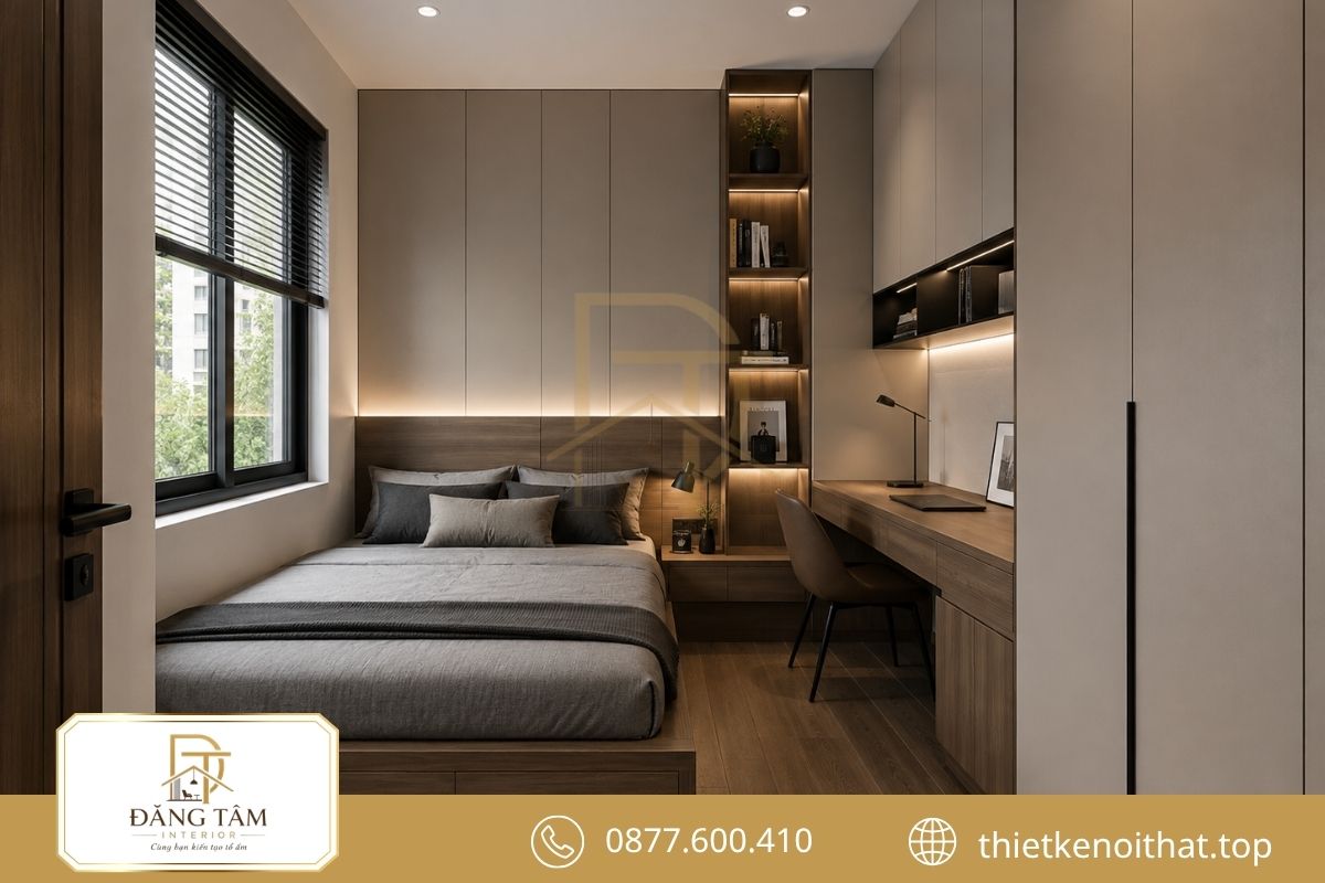 Nội thất liền khối tạo cảm giác hiện đại và hạn chế khoảng trống thừa