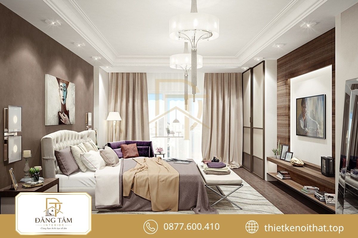 Phòng ngủ căn hộ 150m2 riêng tư, thư giãn và dễ sử dụng 