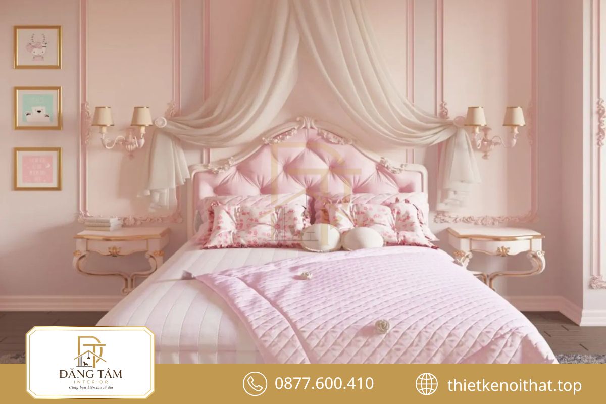 Sắc hồng nhẹ tạo điểm nhấn nữ tính mà không gây cảm giác rườm rà