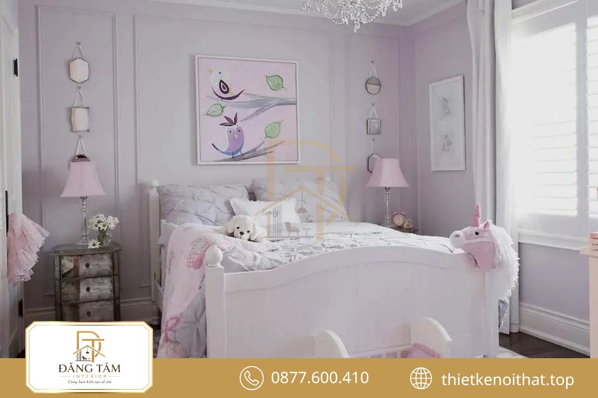 Sắc tím pastel gợi nét lãng mạn trong không gian nghỉ ngơi riêng tư