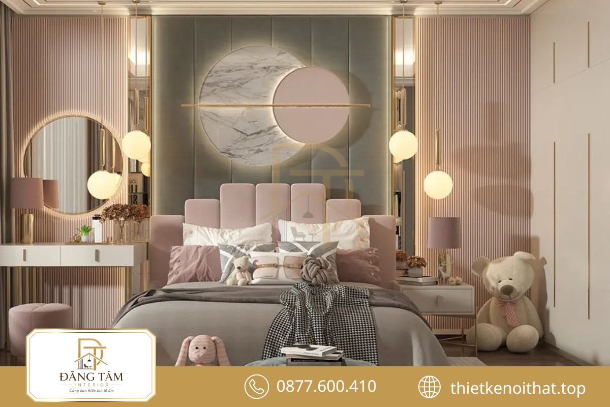 Không gian biệt thự cho phép phát triển phòng ngủ nữ tiện nghi, sang trọng
