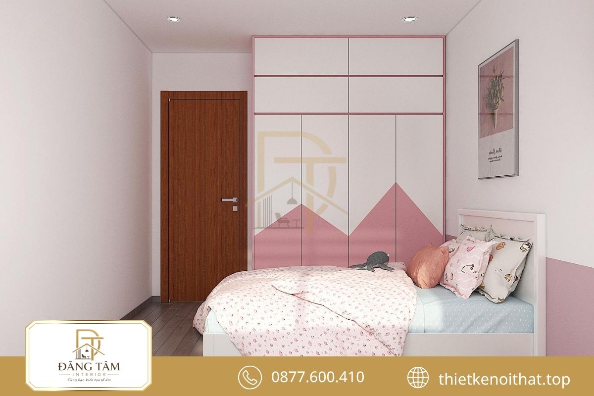 Phòng trẻ em kết hợp với màu sắc dịu dàng