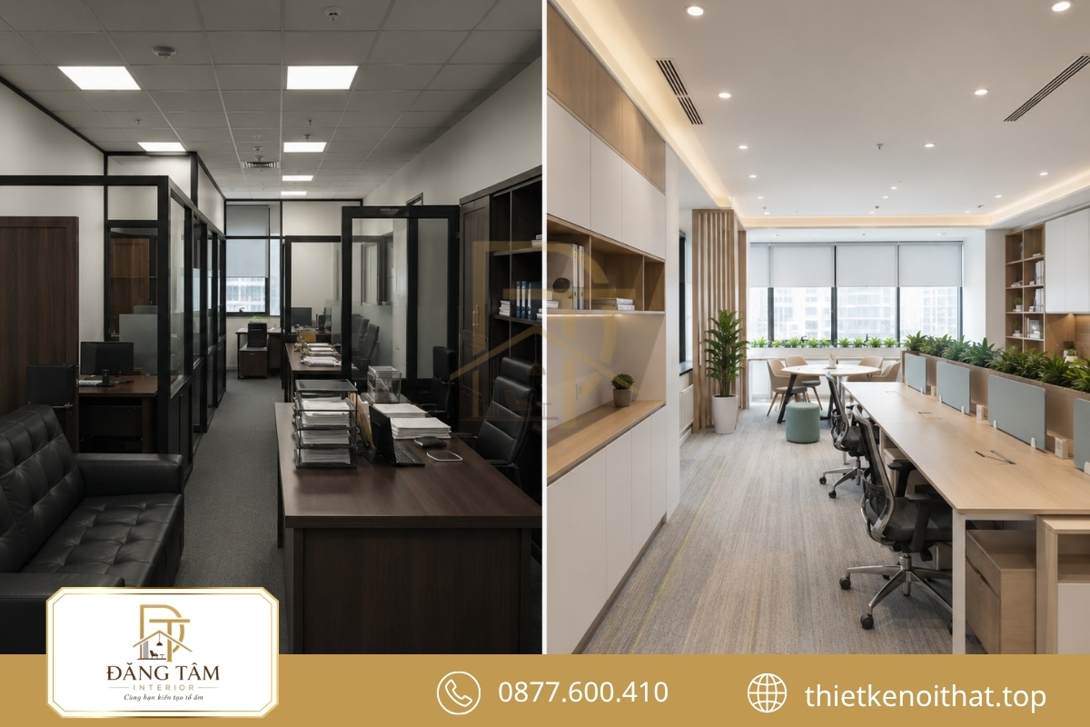 Phân chia quá nhiều phòng khiến văn phòng 35m2 chật và khó sử dụng 
