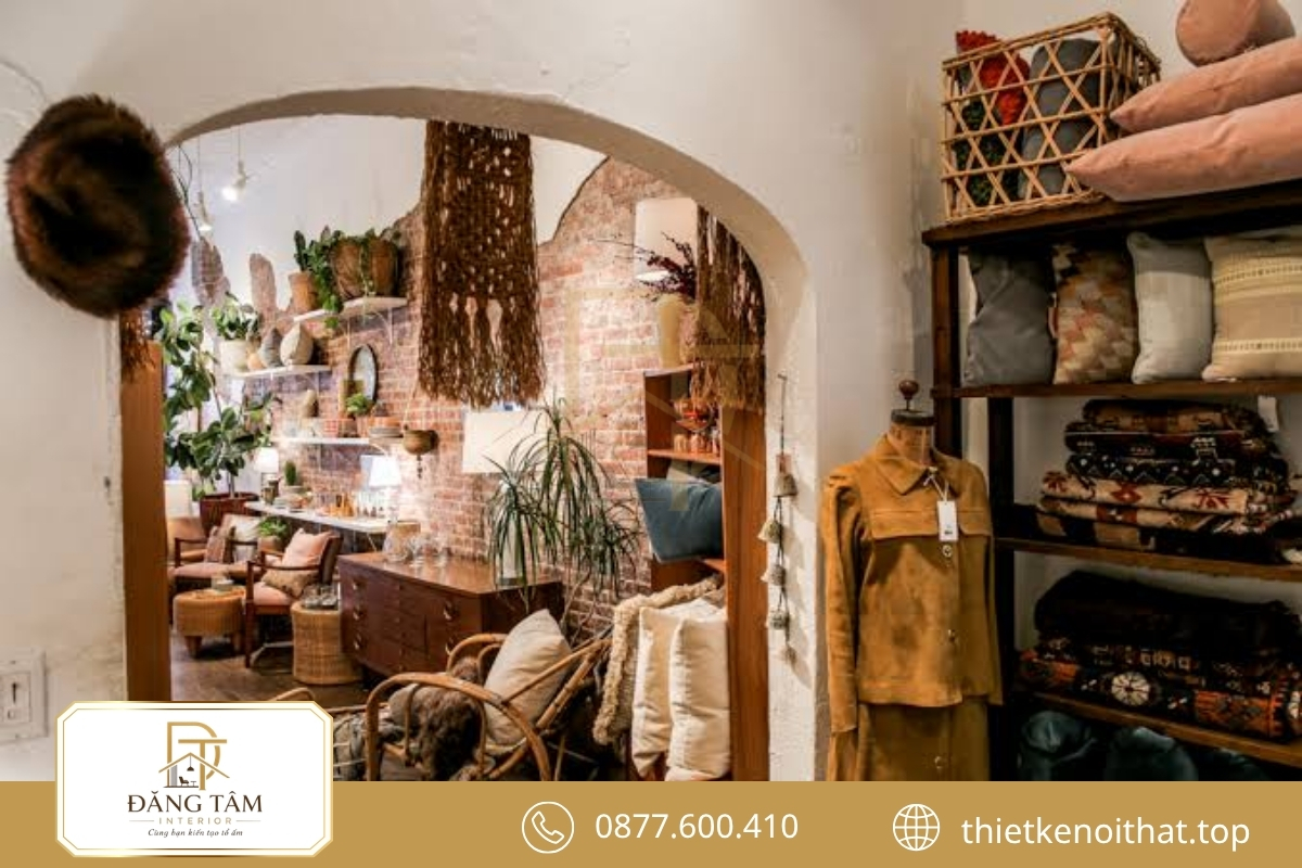 Shop thời trang Bohemian tạo dấu ấn tự do qua vật liệu và cách trưng bày