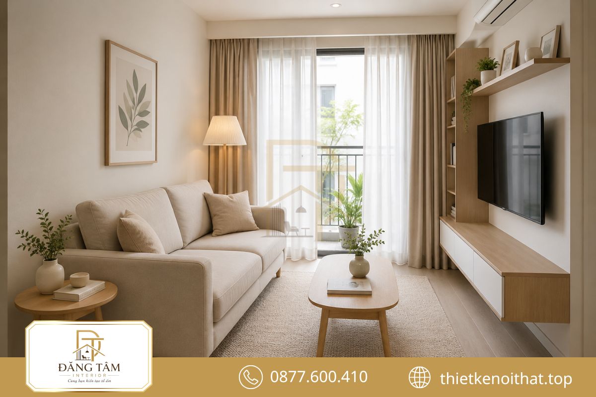 Sofa băng chân cao giúp phòng khách nhỏ giữ vẻ thanh thoát