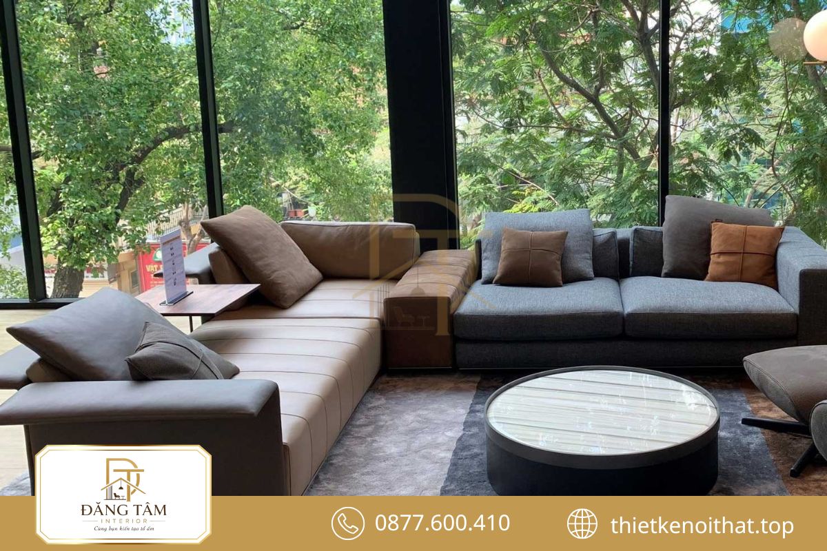 Thiết kế phòng giám đốc kết hợp sofa tiếp khách trang nhã, cân đối