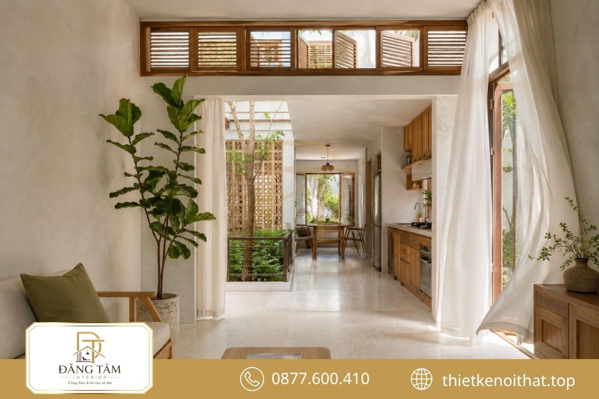 Thông gió xuyên suốt giúp cải tạo nhà ống 1 tầng thêm dễ chịu
