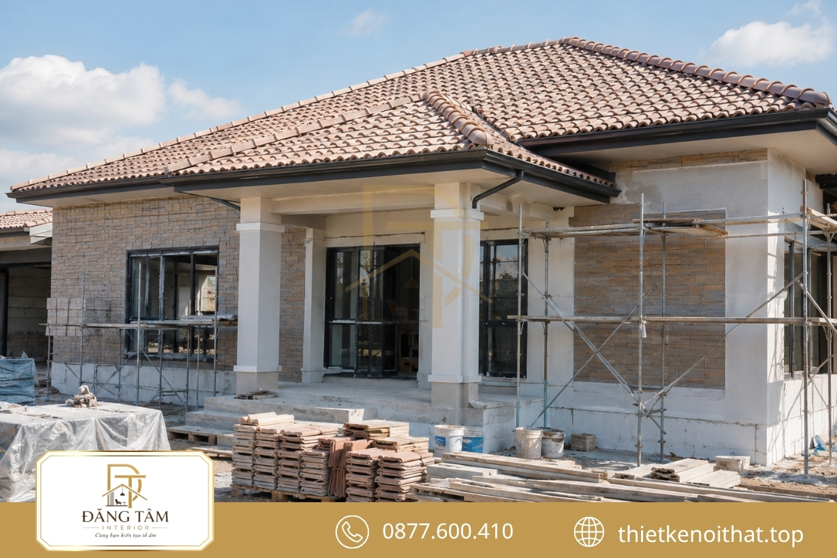Thi công cải tạo nhà cấp 4 mái ngói bám sát phương án thiết kế 