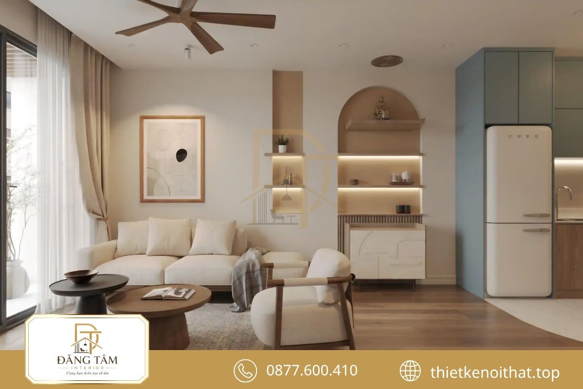 Thiết kế căn hộ 1 phòng ngủ 40m2 phân chia công năng hợp lý 