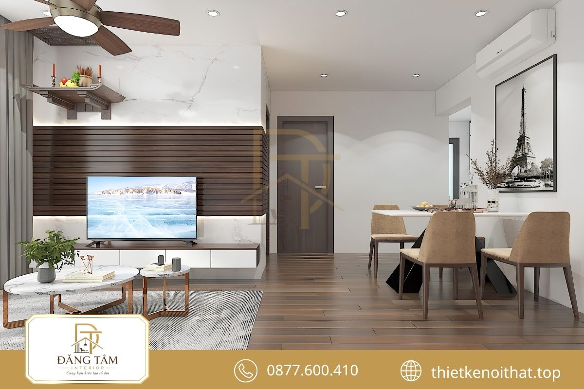 Thiết kế căn hộ 2 phòng ngủ 60m2 cân bằng công năng và thẩm mỹ 