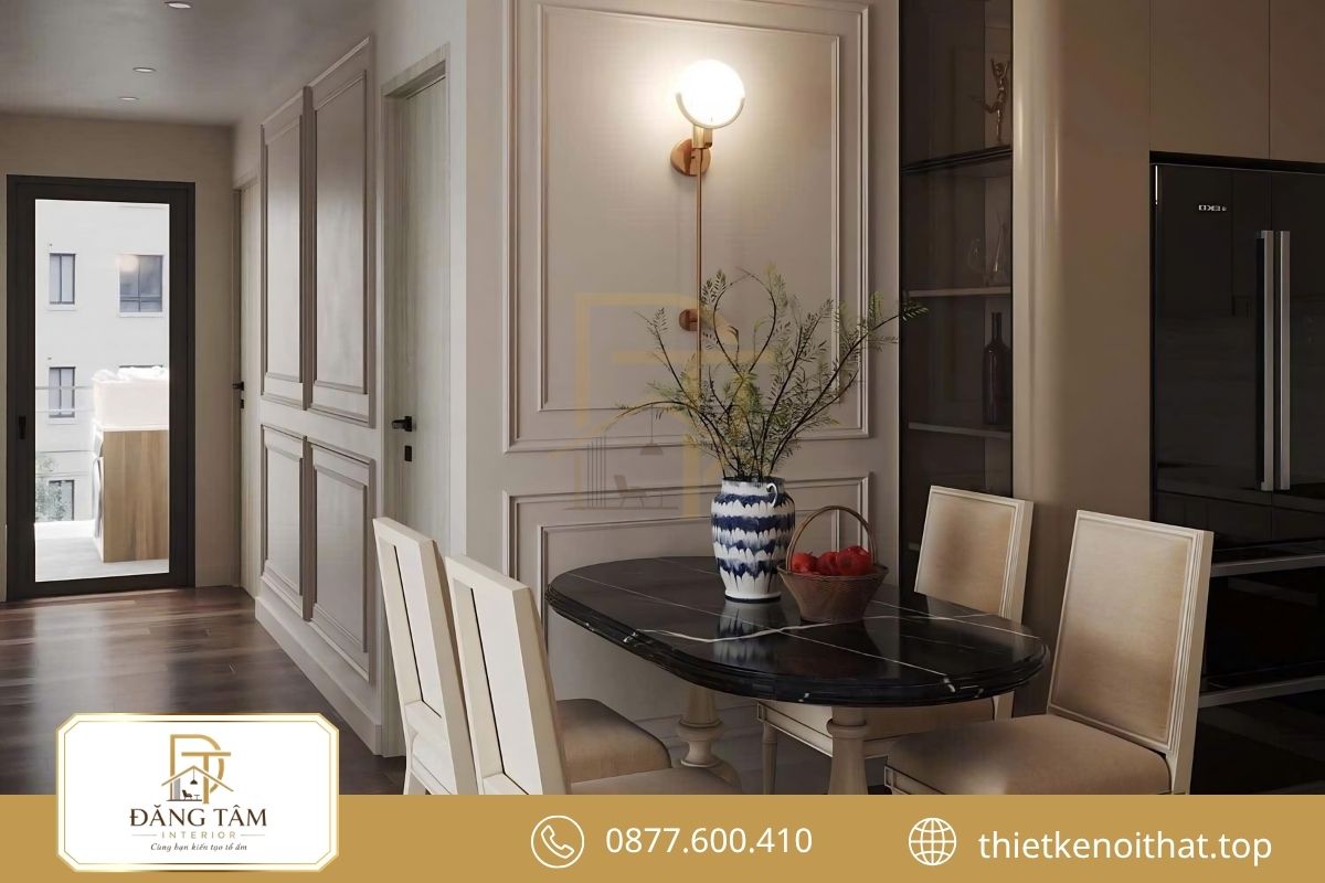 Thiết kế căn hộ 2 phòng ngủ tân cổ điển thanh lịch, trang nhã 