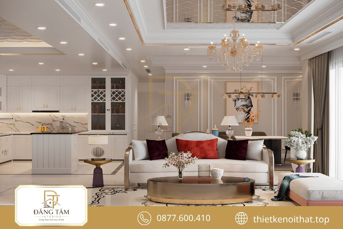 Thiết kế căn hộ 3 phòng ngủ Tân cổ điển thanh lịch, cân đối 