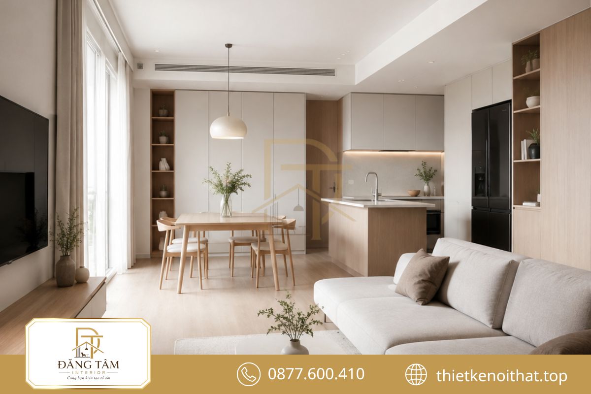 Căn hộ tối giản khai thác hiệu quả diện tích nhờ bố cục mở gọn gàng