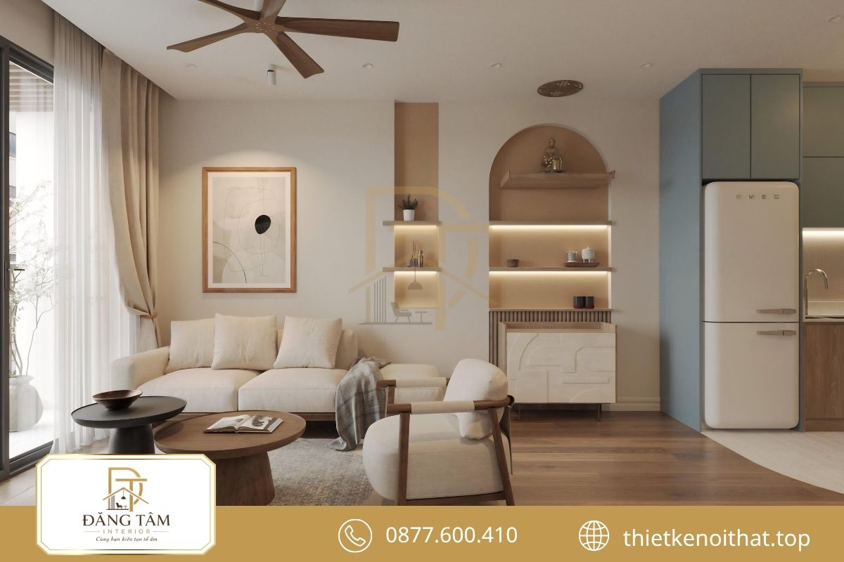 Thiết kế chung cư 2 phòng ngủ Wabi Sabi mộc mạc, yên bình 