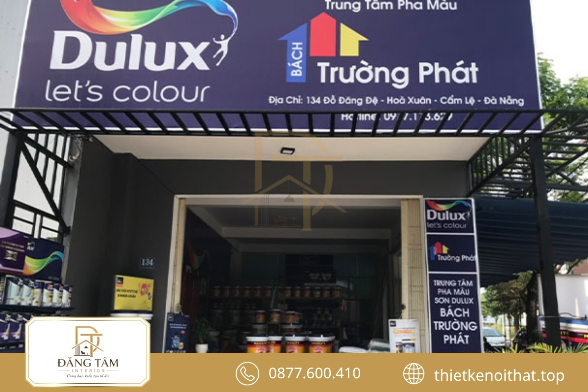 Mặt tiền thiết kế cửa hàng sơn đồng bộ giúp thương hiệu nổi bật hơn