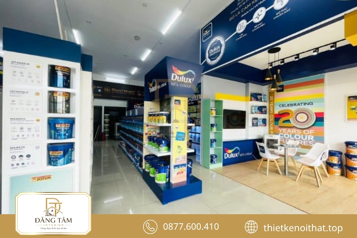 Mặt bằng thiết kế cửa hàng sơn mở rộng tầm nhìn và thuận tiện di chuyển