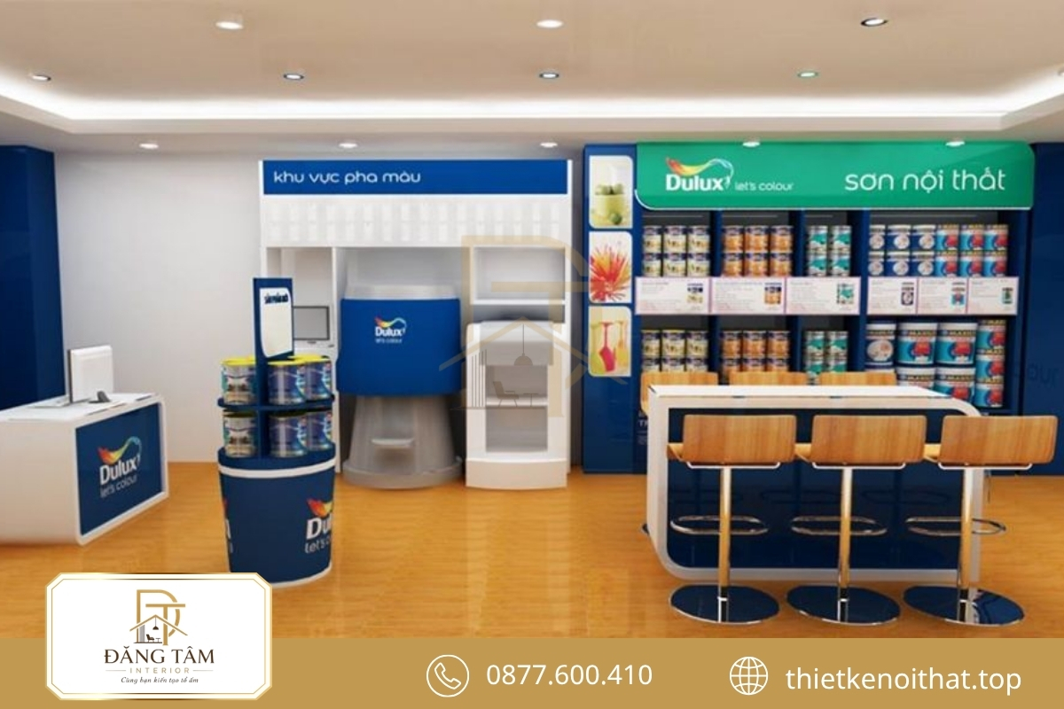 Nhận diện đồng bộ giúp mẫu thiết kế cửa hàng sơn chuyên nghiệp và dễ nhớ