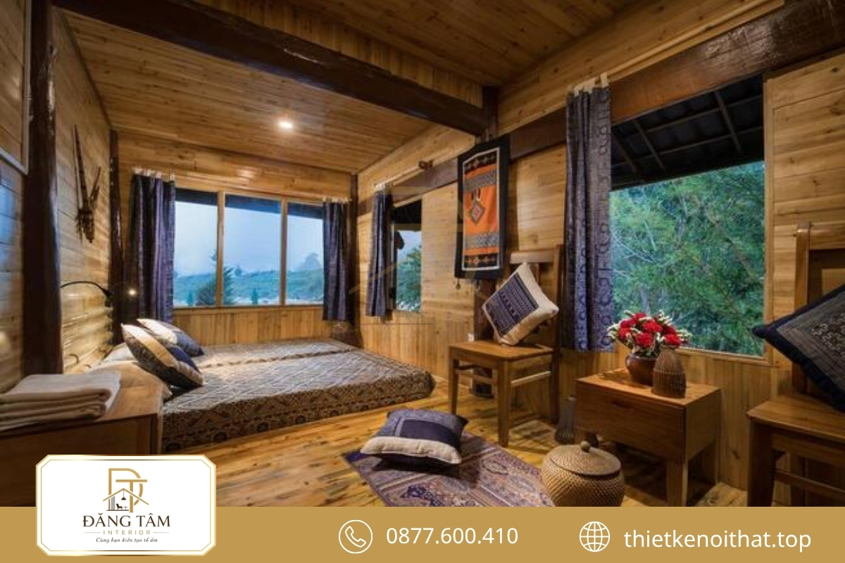 Homestay Retro gợi cảm giác gần gũi qua gỗ, vải và sắc ấm