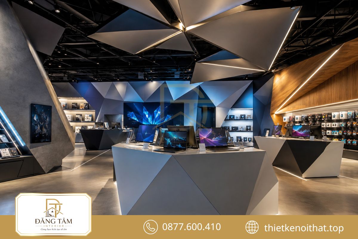 Hình khối sáng tạo giúp showroom công nghệ tạo điểm nhìn đầy ấn tượngHình khối sáng tạo giúp showroom công nghệ tạo điểm nhìn đầy ấn tượng