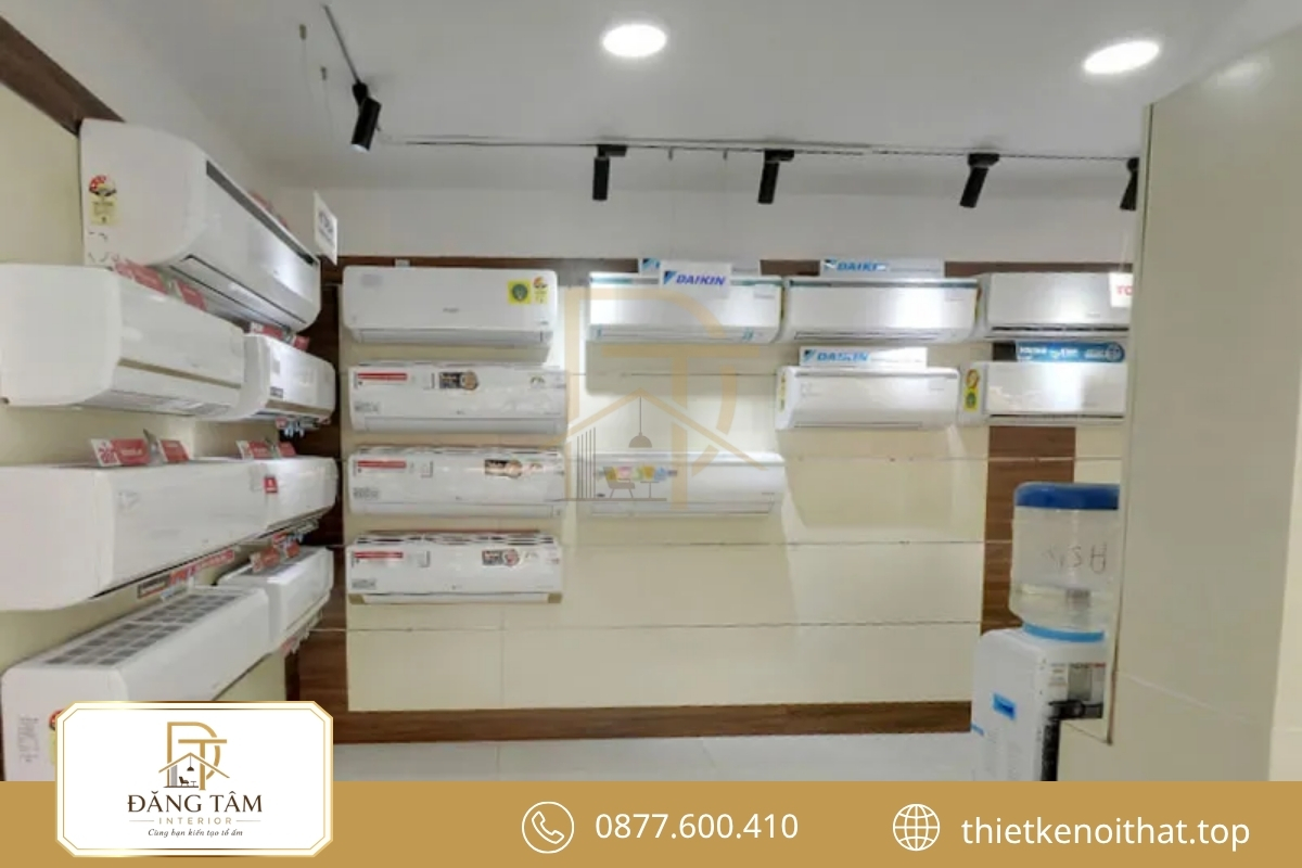 Khu điều hòa trong thiết kế nội thất cửa hàng điện máy rõ ràng, trực quan