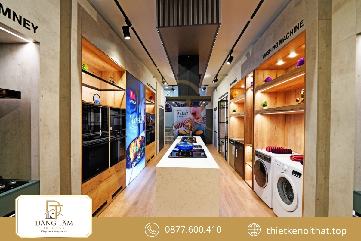 Khu điện lạnh trong thiết kế cửa hàng điện máy rộng thoáng, thuận tiện so sánh