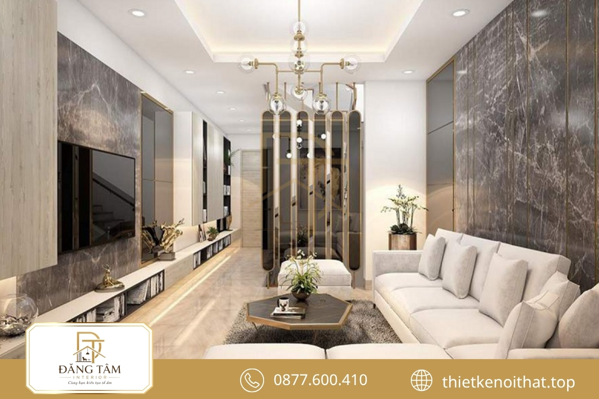 Nhà ống phong cách nội thất hiện đại mở rộng tầm nhìn và ánh sáng 