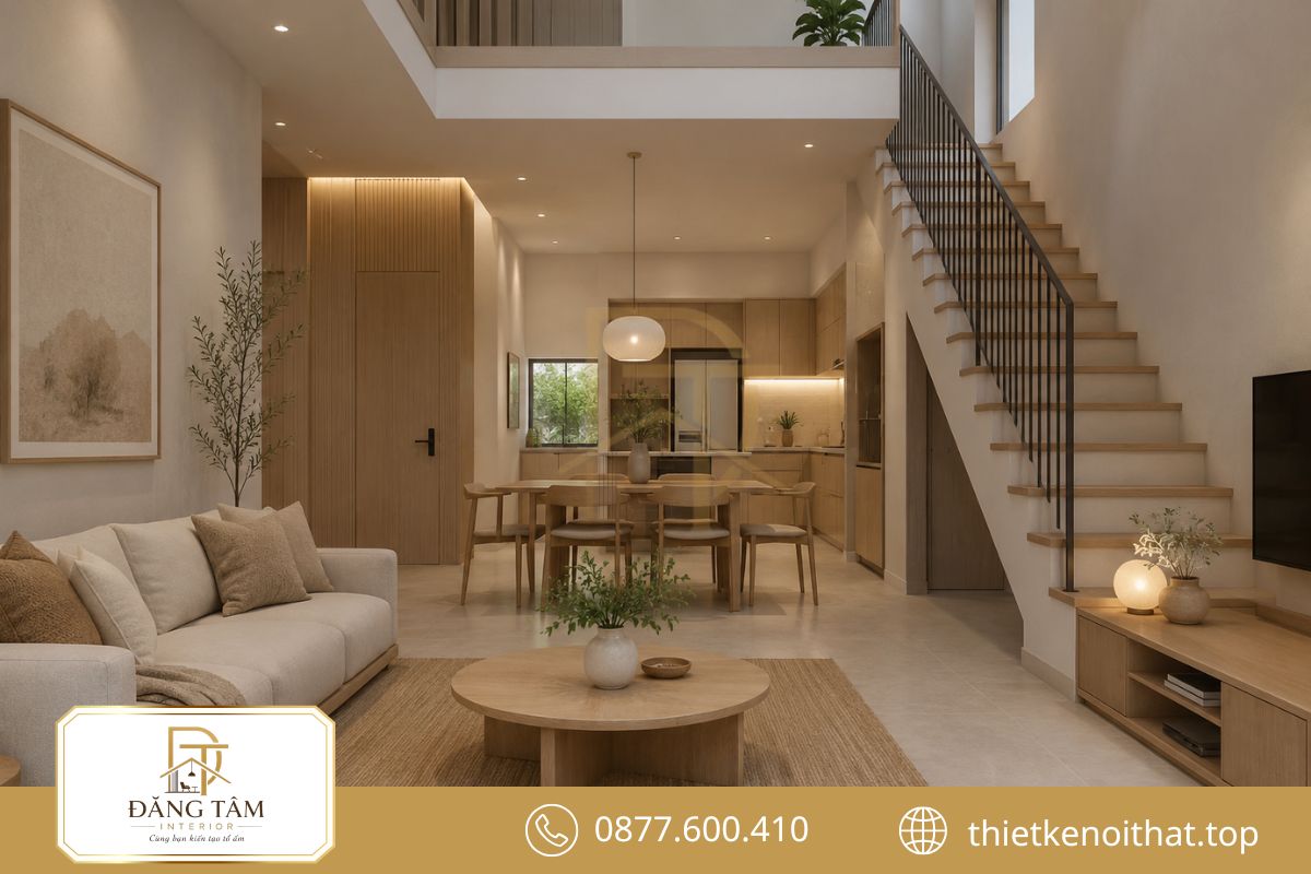 Nội thất gọn gàng giúp nhà phố mặt tiền bốn mét thông thoáng