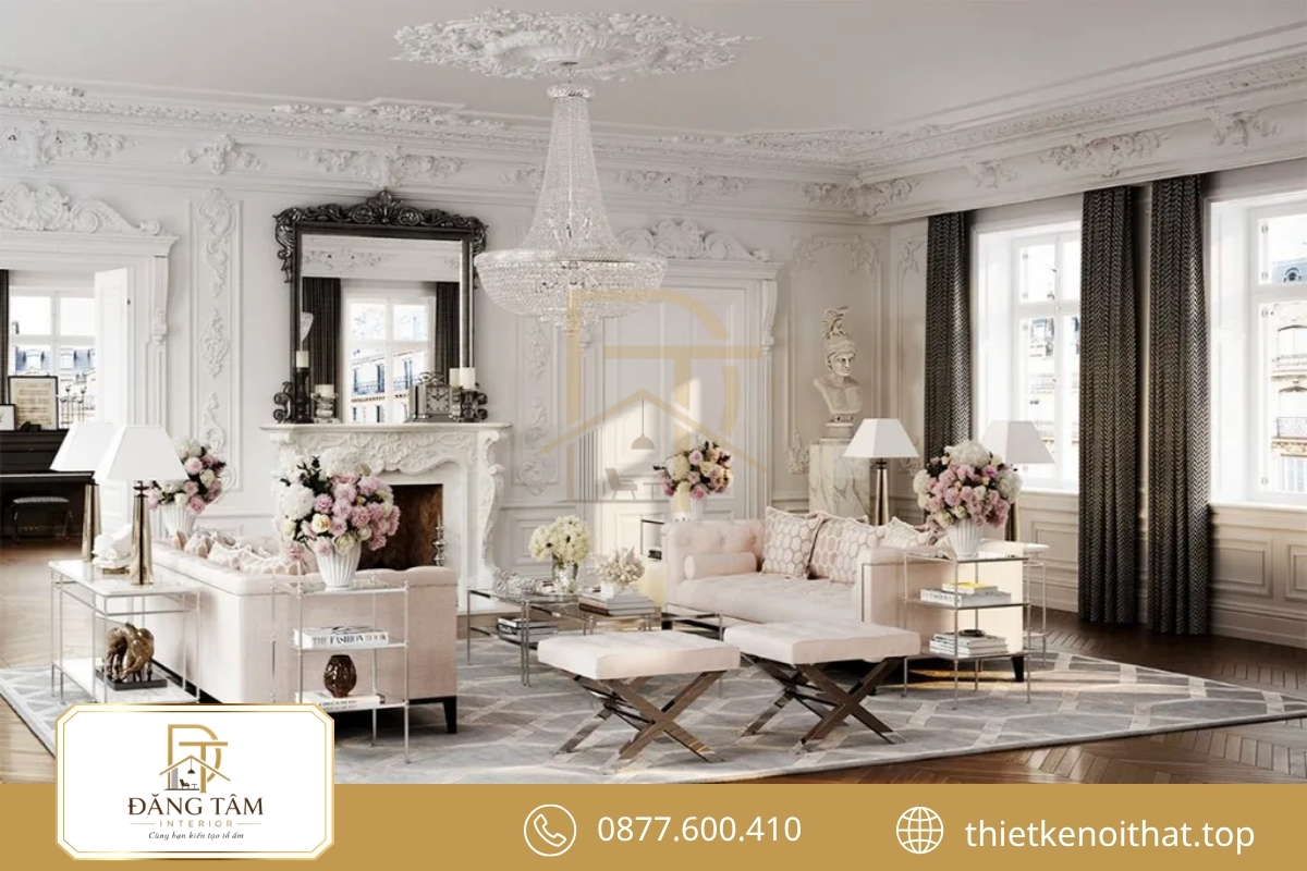 Thiết kế nội thất Baroque nổi bật nhờ hình khối, vật liệu và trang trí giàu chiều sâu