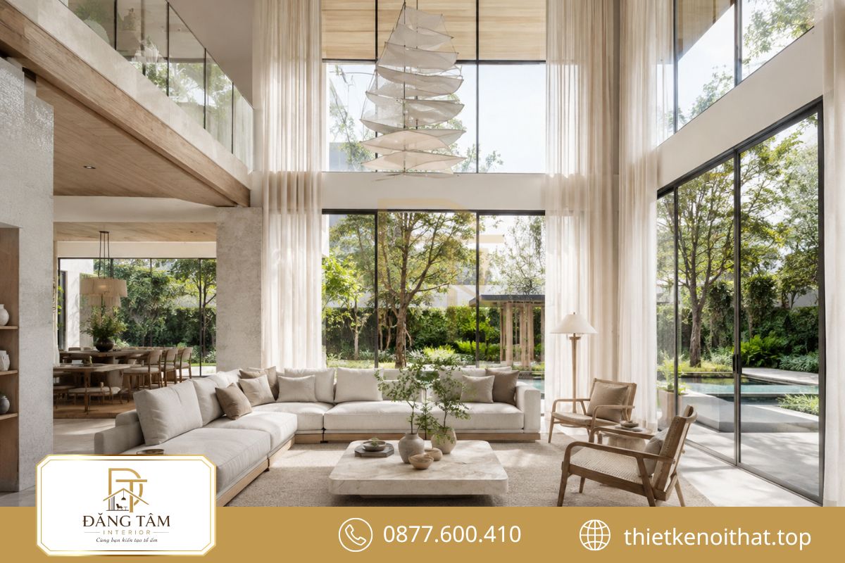 Biệt thự đơn lập tận dụng nhiều mặt thoáng để mở rộng ánh sáng và tầm nhìn