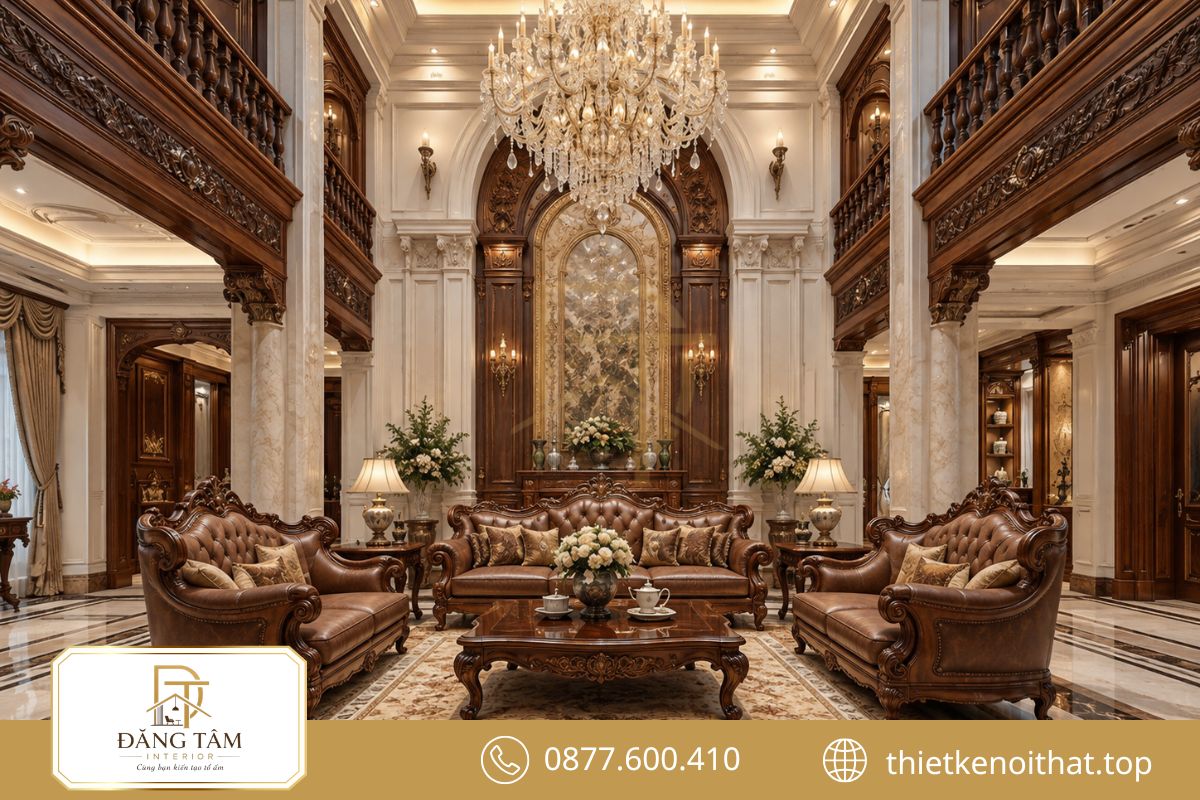 Thiết kế nội thất biệt thự liền kề cổ điển thể hiện vẻ bề thế và trang trọng