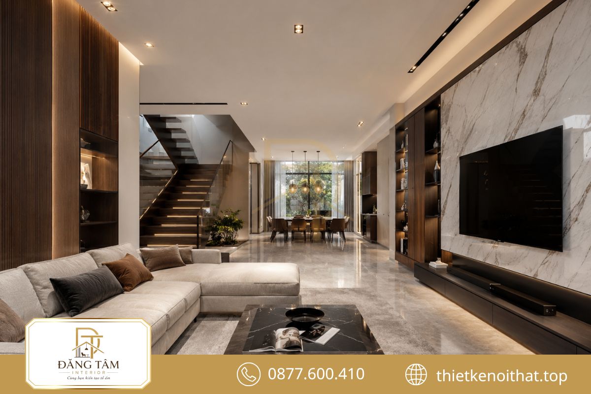 Thiết kế nội thất biệt thự liền kề hiện đại tạo không gian thoáng và tinh gọn